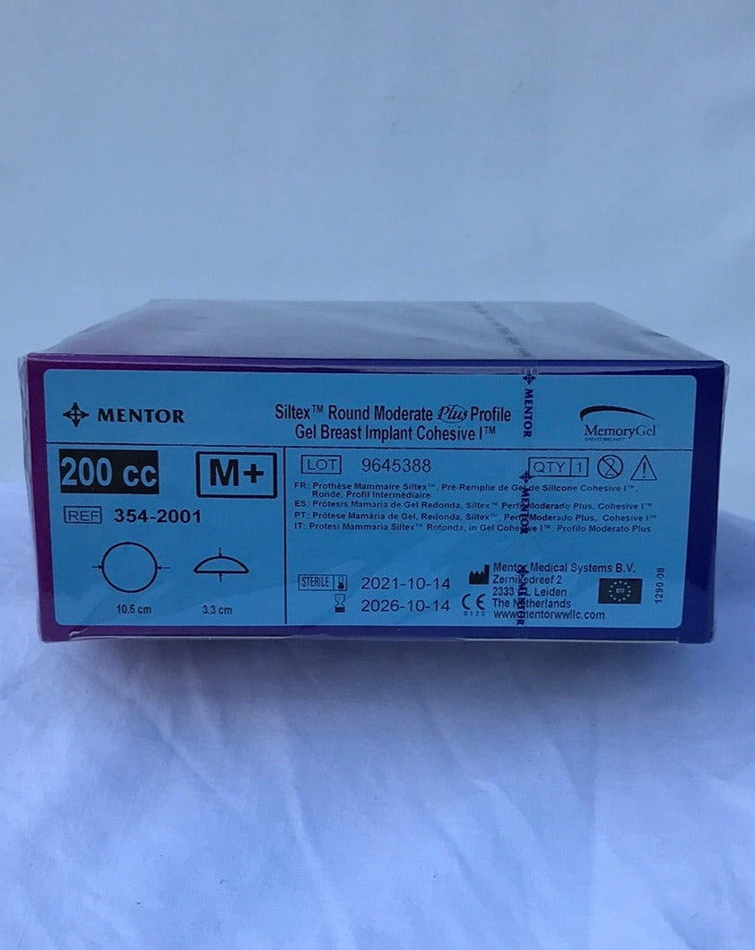 Mentor 3542001 Siltex Round Moderate Profile Gel Breast Implant Cohes