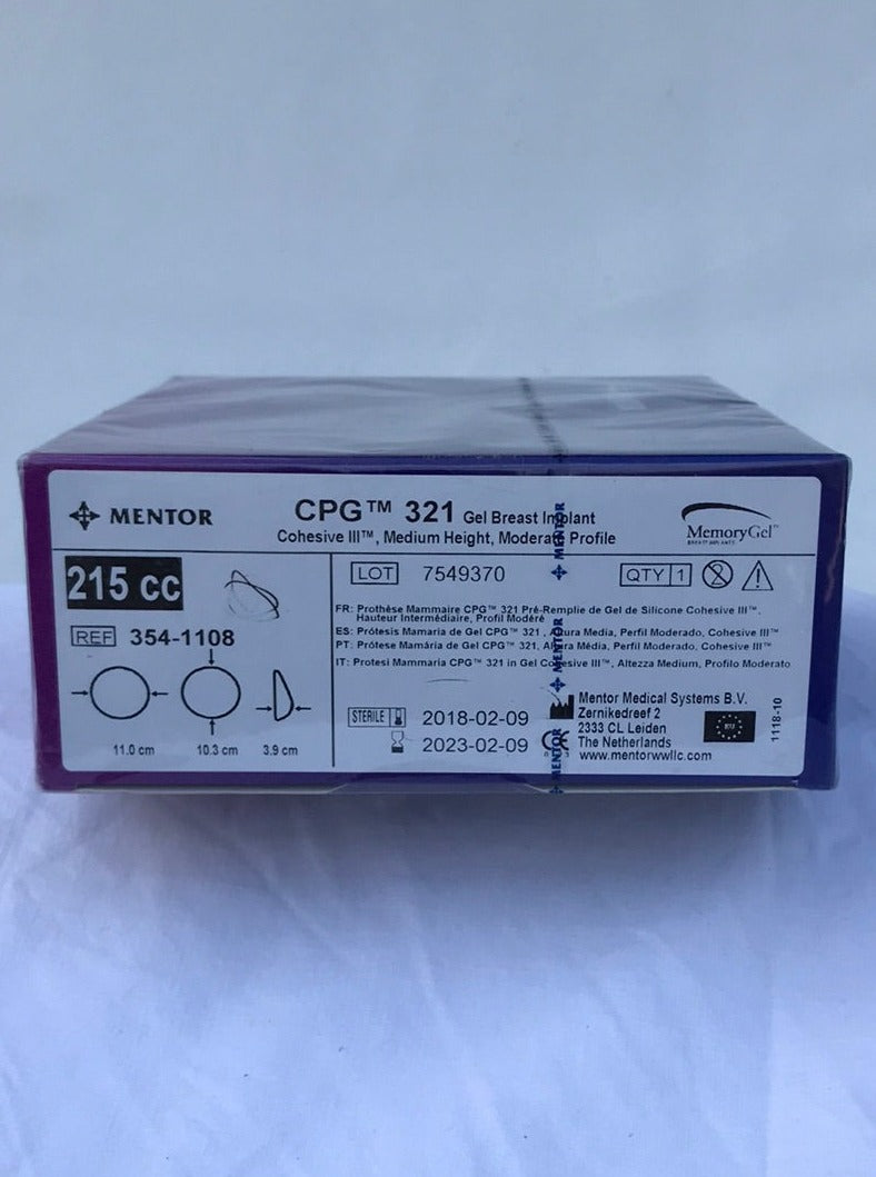 Mentor 354-1108 CPG 321 Gel Breast Implant Cohesive III Medium Height –  Excess Medical Stock