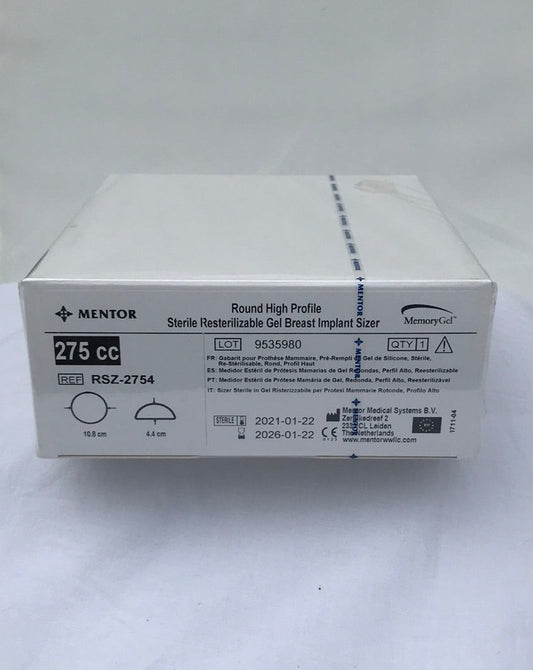 Mentor RSZ-2754 Round High Profile Sterile Resterilizable Gel Breast Implant Sizer 275cc